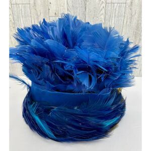 Vintage 60s Royal Blue Feather Velvet Ladies Hat